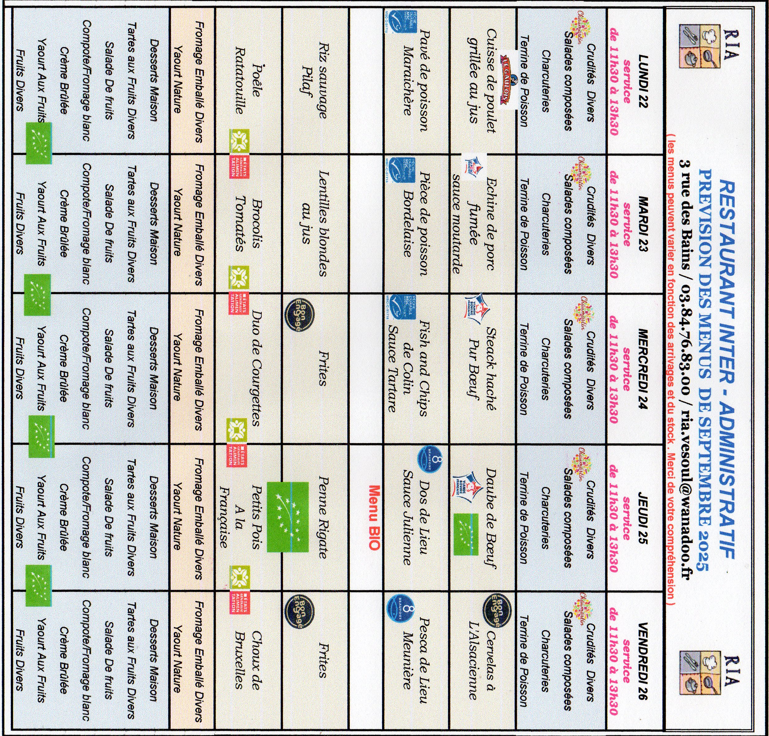 Menus septembre 4188